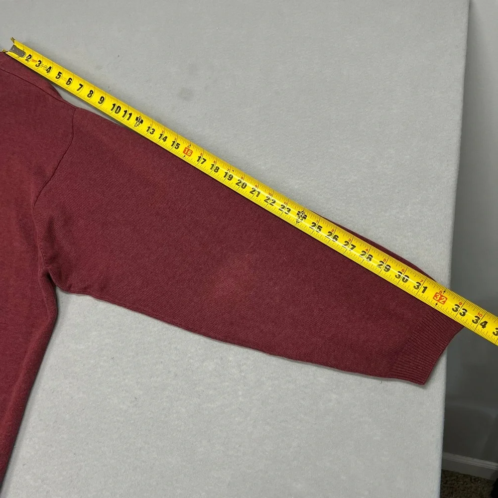 VTG LL Bean Sweater Men's 2XLT Tight Knit Cotton V-Neck Long Sleeve Red 90s